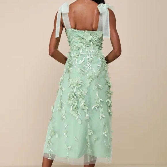 LULUS Mint Green Floral Embellished Dress - Picture 3 of 3